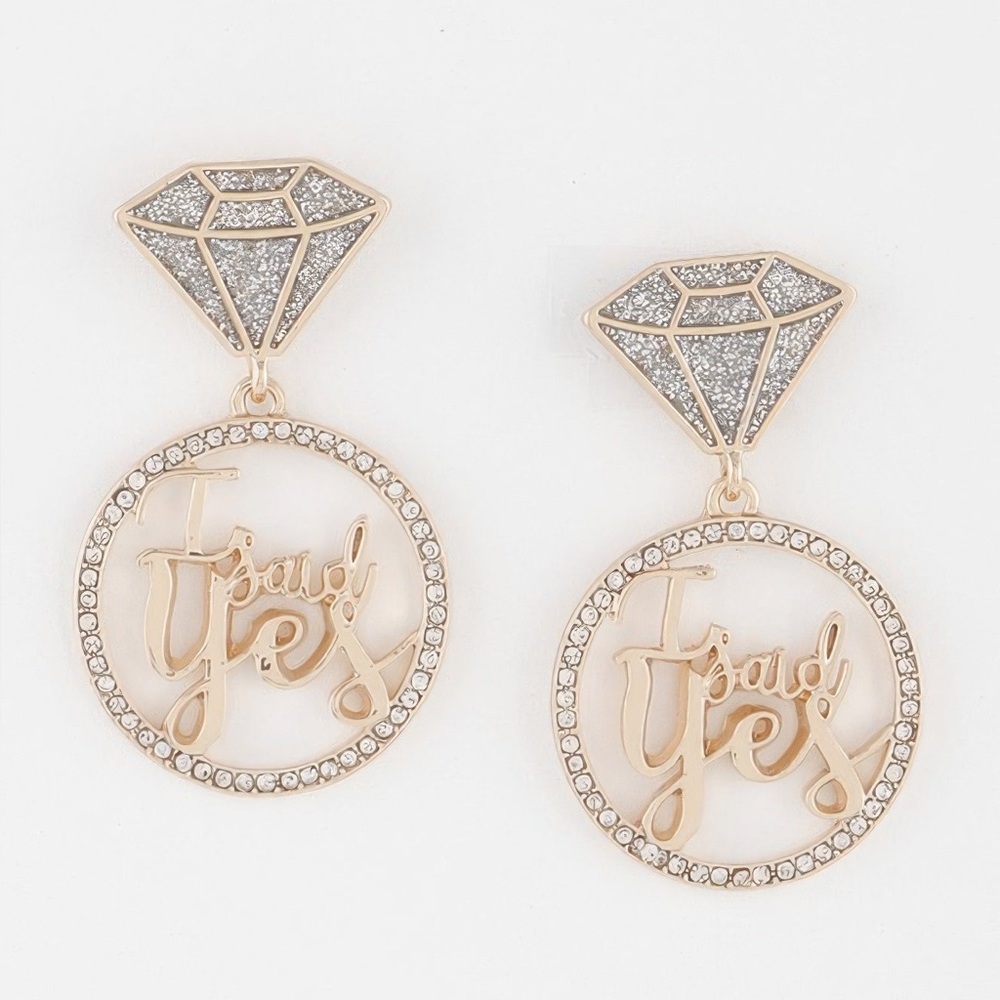 I Said Yes Rhinestone Earrings